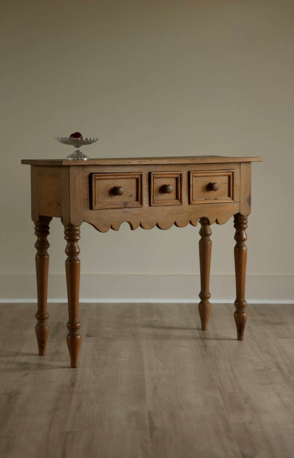 Vintage Pine Console Table with Three Drawers | Primitive Farmhouse Sofa Table | Rustic Entryway Table or Bedside Table