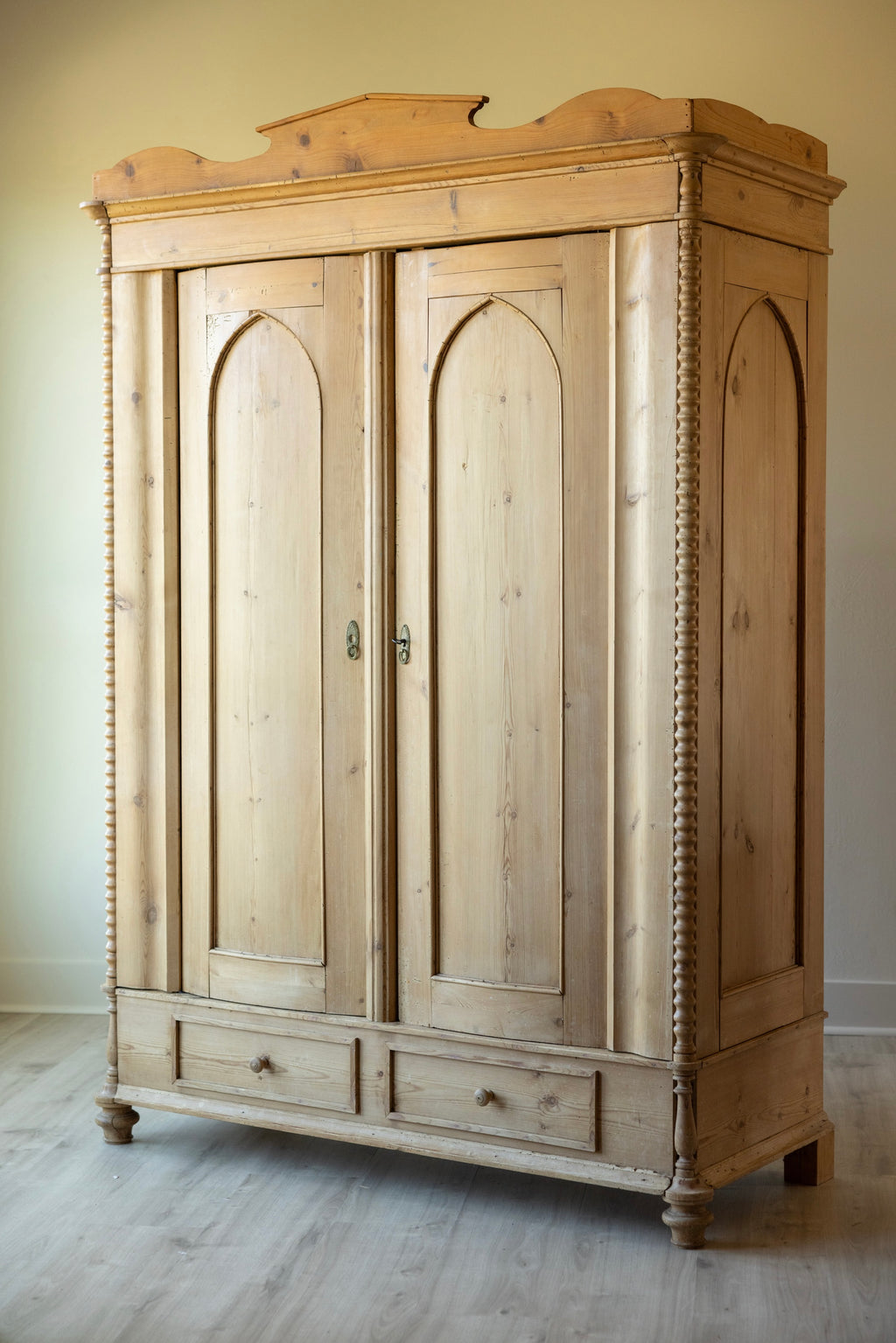 Monumental Antique Danish Pine Armoire | 18th/19th Century Scandinavian Wardrobe | European Pine Cabinet