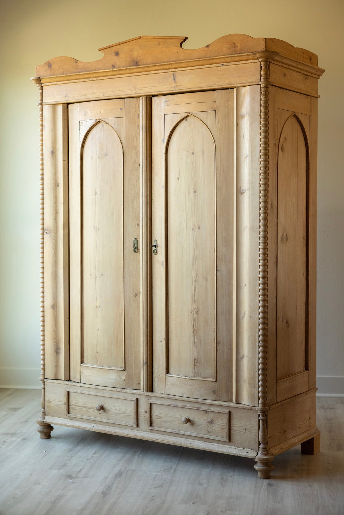 Monumental Antique Danish Pine Armoire | 18th/19th Century Scandinavian Wardrobe | European Pine Cabinet