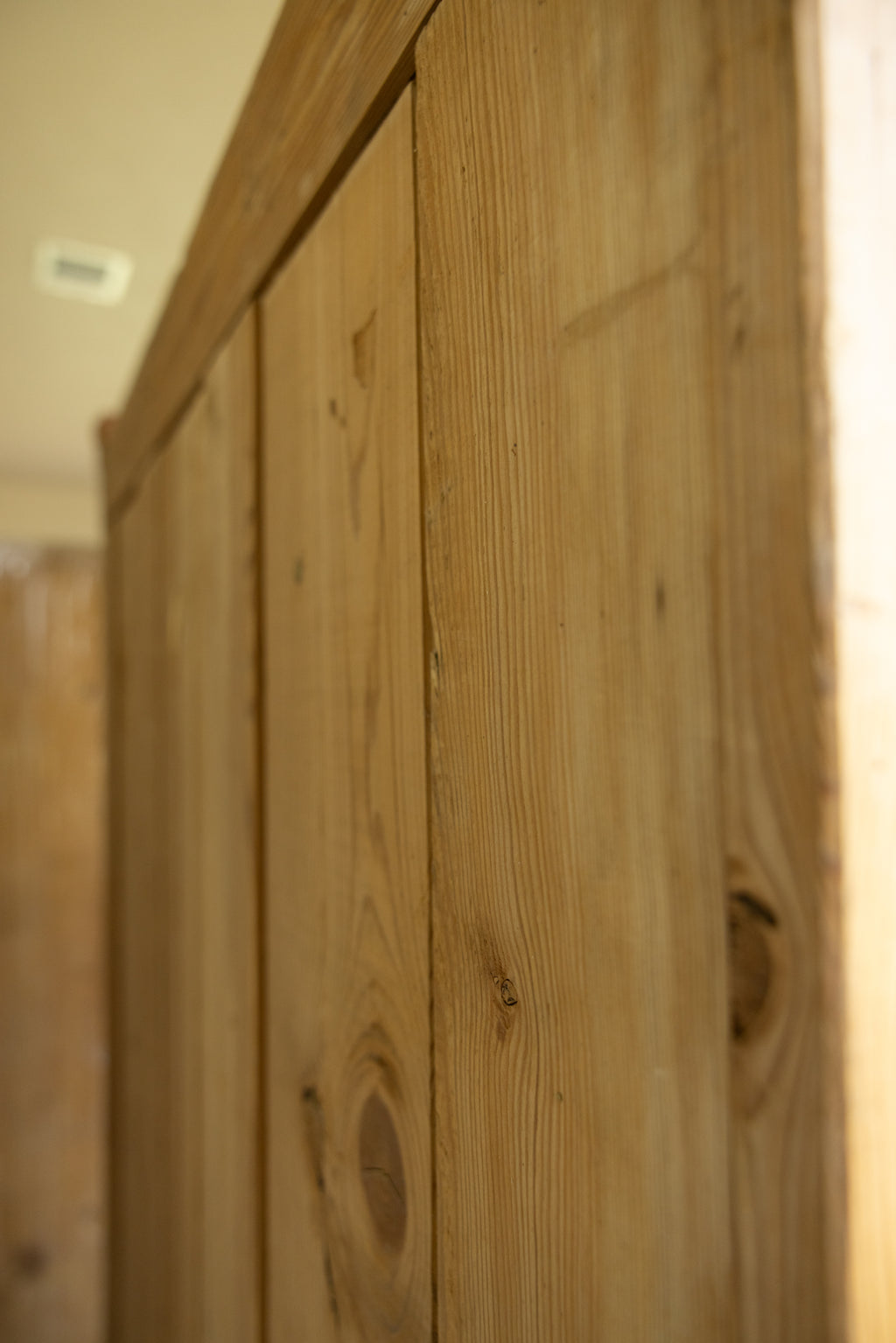 Antique English Pine Armoire, Primitive Linen Cupboard