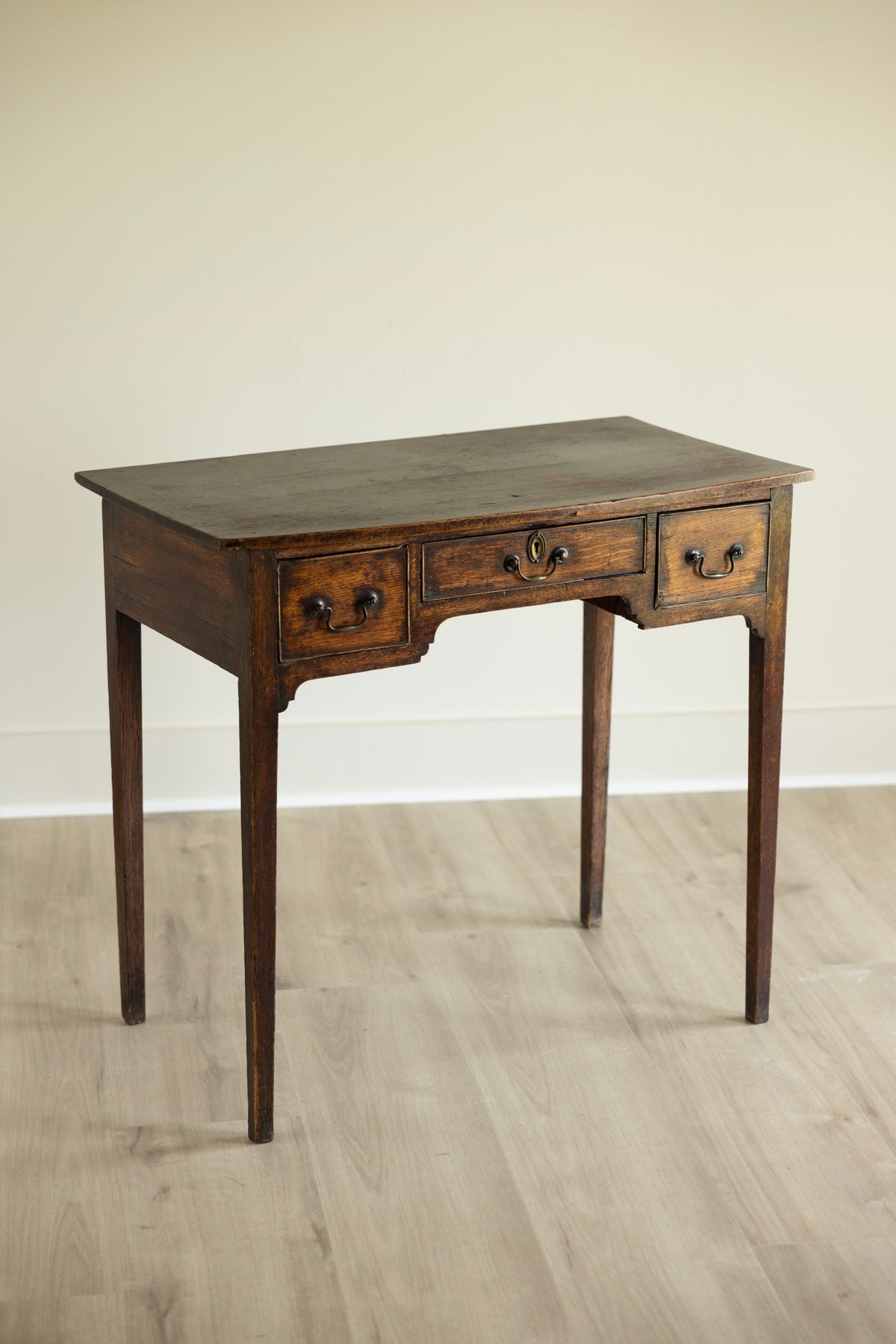 Antique Primitive Three Drawer Side Table / Writing Table Desk / Entry Console