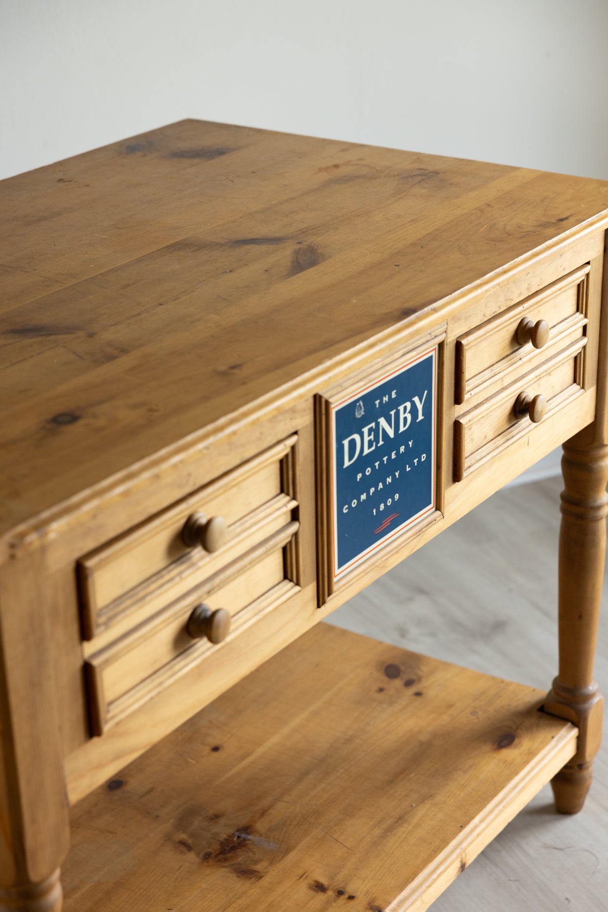 Vintage English Pine Denby Pottery Work Table | Shop Counter | Kitchen Island