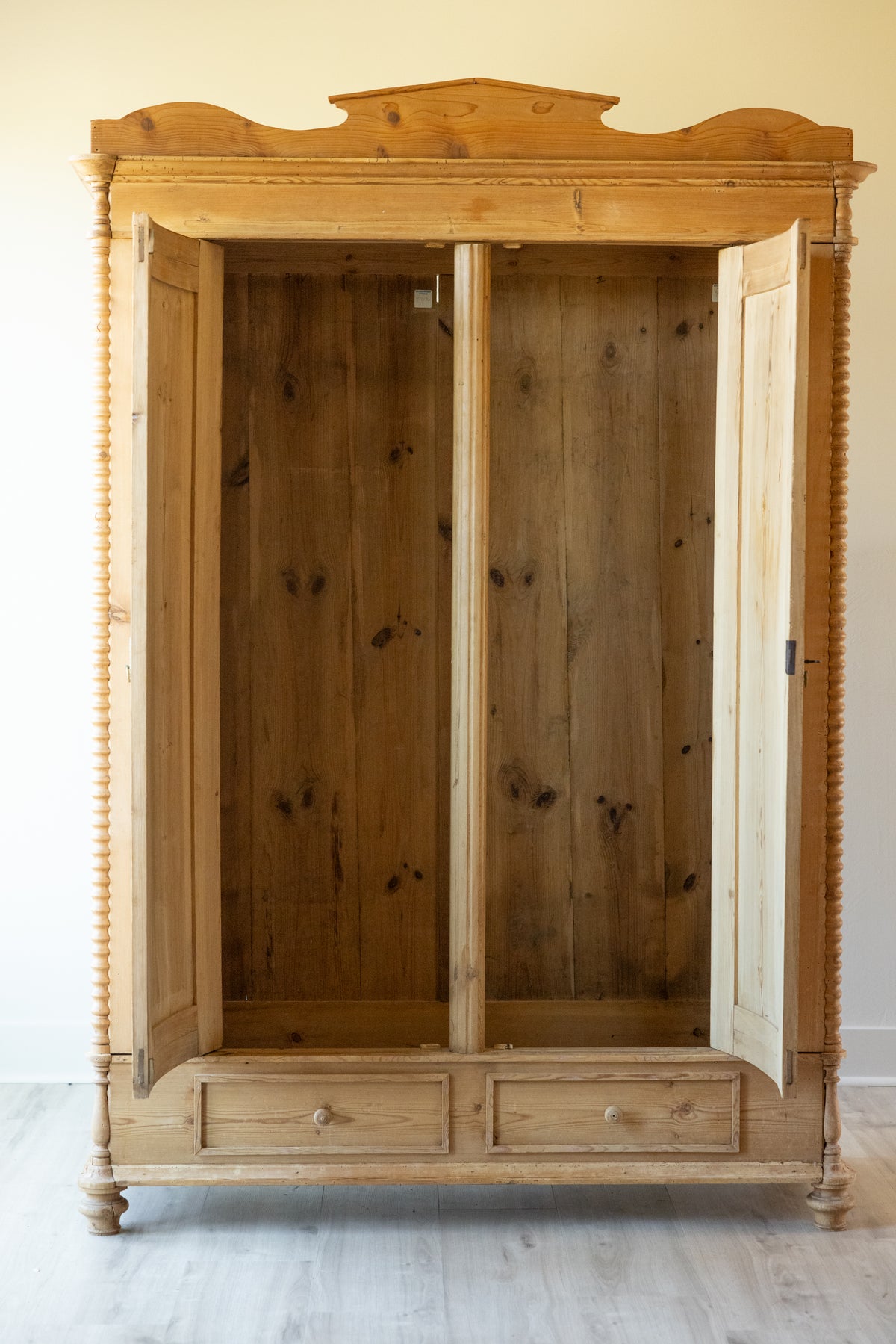 Monumental Antique Danish Pine Armoire | 18th/19th Century Scandinavian Wardrobe | European Pine Cabinet