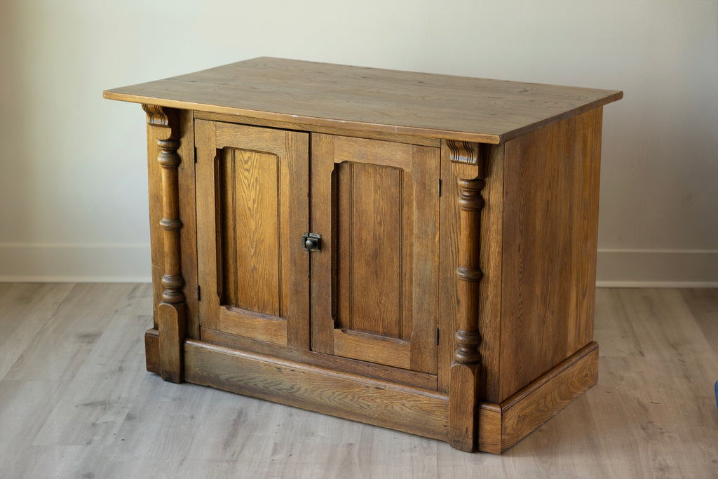 Antique Pub Bar Cabinet | New York Irish Pub | Wood Kitchen Island with Drawers & Shelving