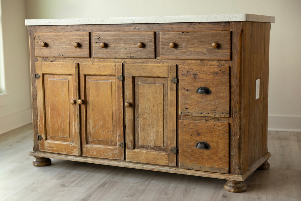 Vintage Farmhouse Kitchen Island | Sideboard, Shop Counter & Display Cabinet