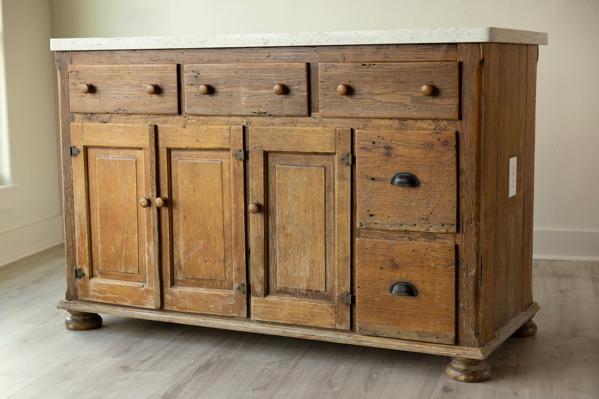Vintage Farmhouse Kitchen Island | Sideboard, Shop Counter & Display Cabinet