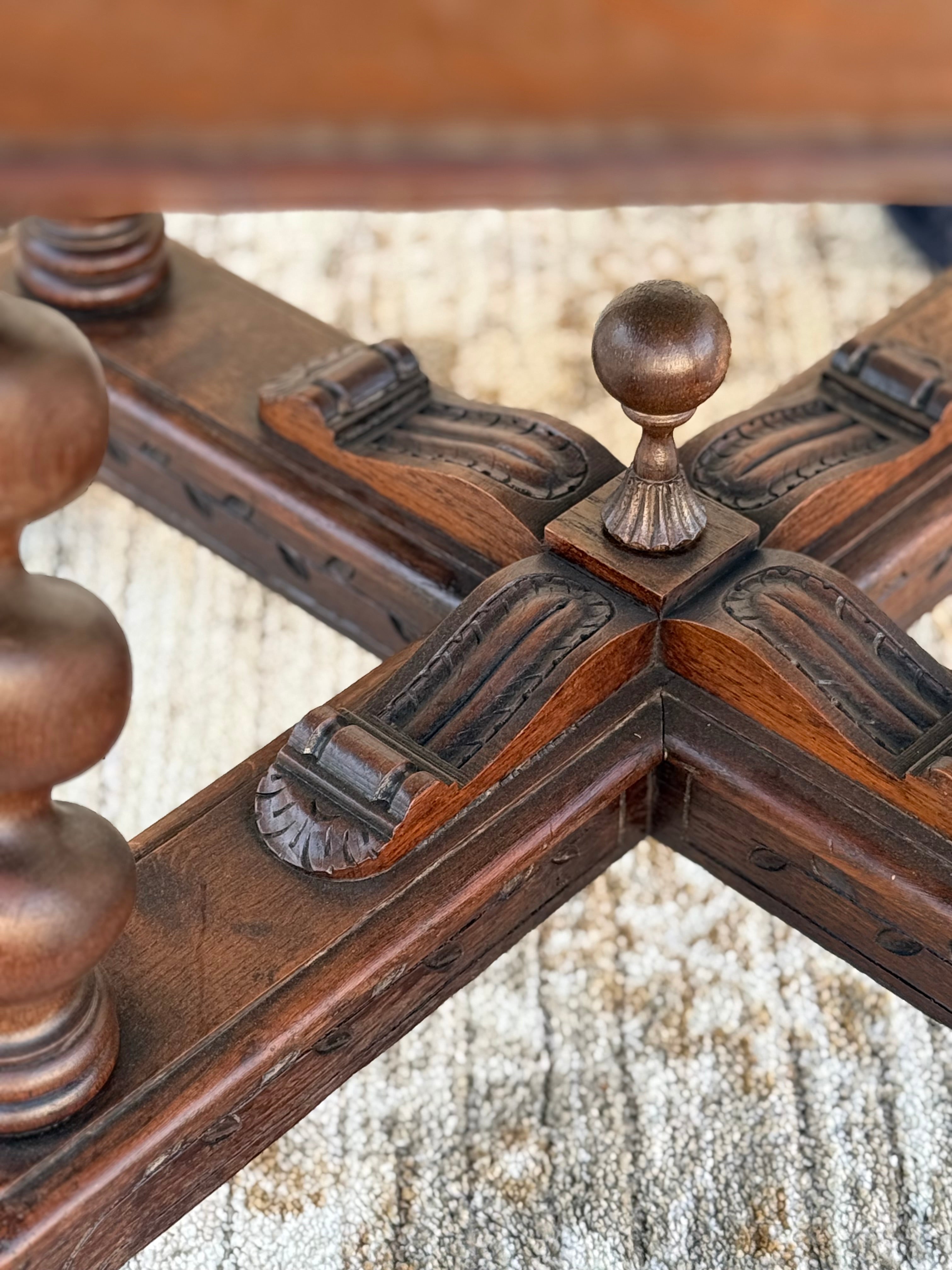 Antique Barley Twist Kitchen Dining Table – Hand-Carved Victorian Oak