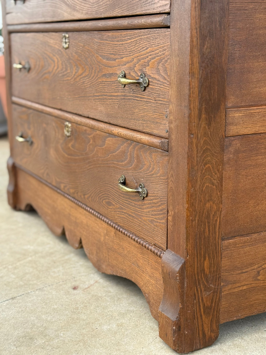 Antique Primitive Chest / Three Drawer Dresser / European Farmhouse Storage / Statement Entry Console