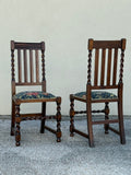 Set of 4 Antique Barley Twist Hand Carved Dining Chairs
