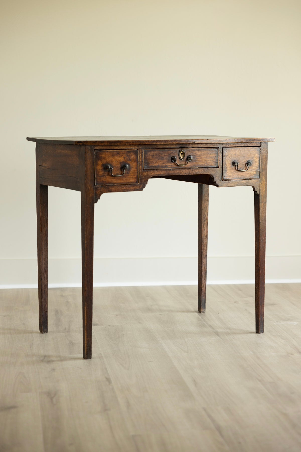 Antique Primitive Three Drawer Side Table / Writing Table Desk / Entry Console