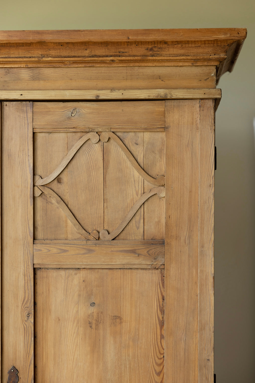 Antique English Pine Armoire, Primitive Linen Cupboard