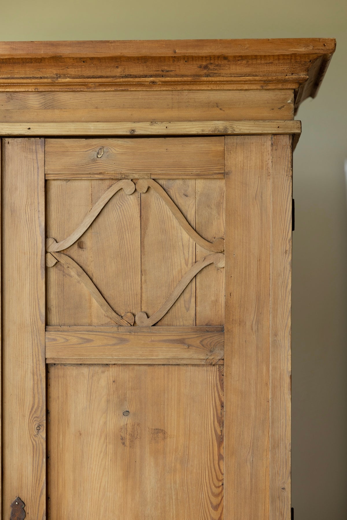 Antique English Pine Armoire, Primitive Linen Cupboard