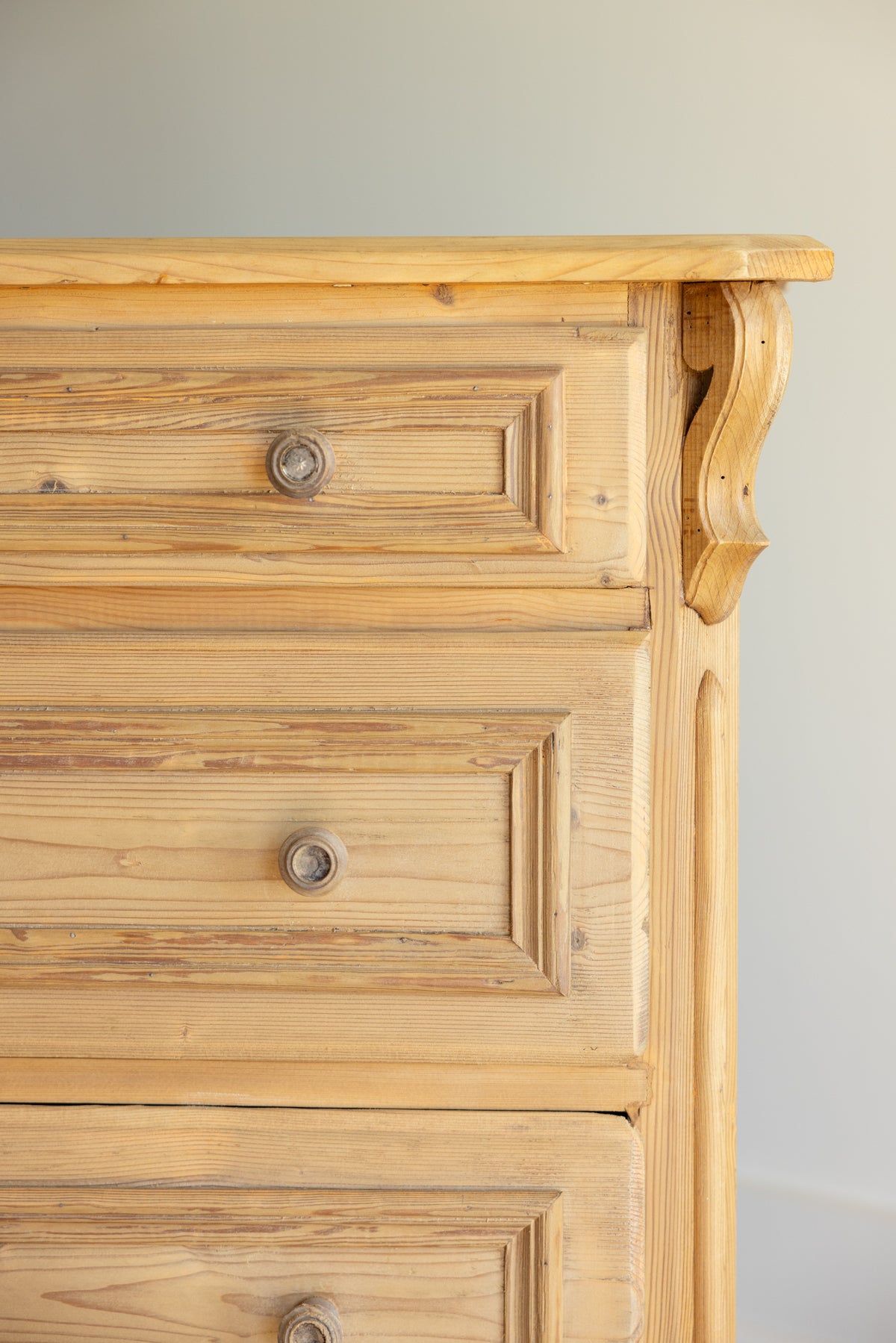 Antique European Pine Chest of Drawers | 19th Century Dresser | Raw Pine Four Drawer Chest | European Farmhouse Furniture