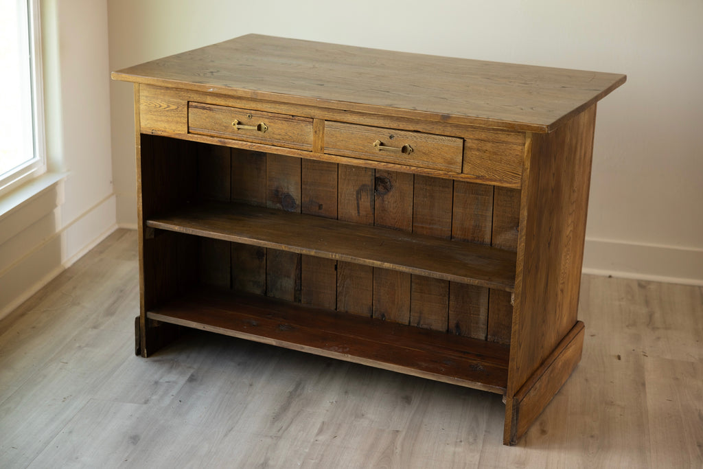Antique Pub Bar Cabinet | New York Irish Pub | Wood Kitchen Island with Drawers & Shelving
