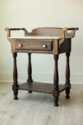 Antique Marble Top Washstand | Petite Victorian Side Table | European Farmhouse Bedside Table | Turned Leg Server