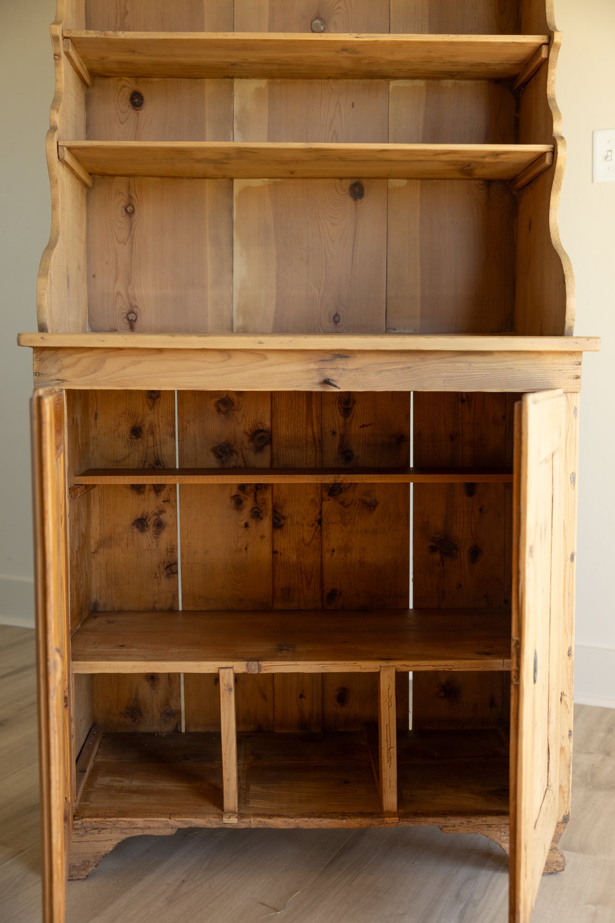 Antique Pine Welsh Dresser | 19th Century Pine Hutch | European Farmhouse Cupboard | Primitive Pine Plate Rack