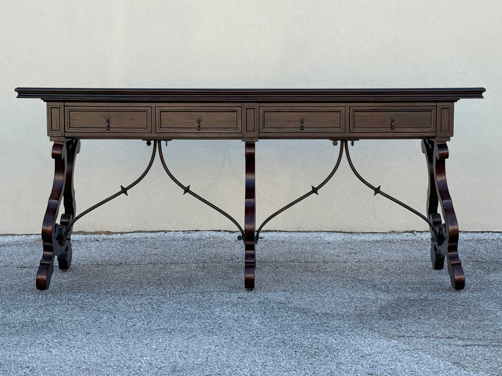 Vintage Italian Lyre Base Console Table | Theodore Alexander Sardinia Collection