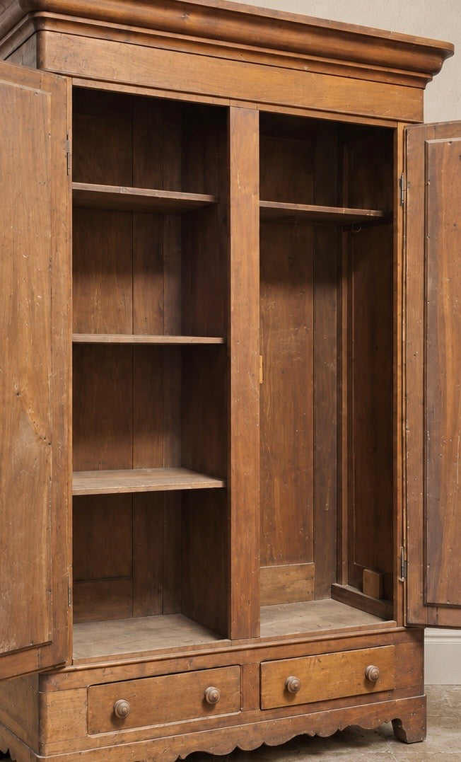 Antique American Walnut Knock-Down Wardrobe | 19th Century Armoire