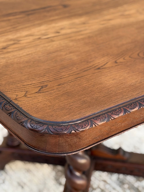 Antique Barley Twist Kitchen Dining Table – Hand-Carved Victorian Oak