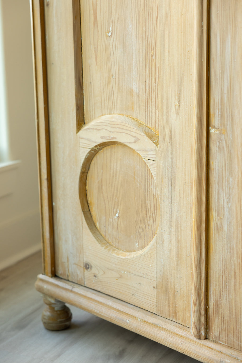 19th-Century Antique Pine Armoire | European Wardrobe Linen Cupboard