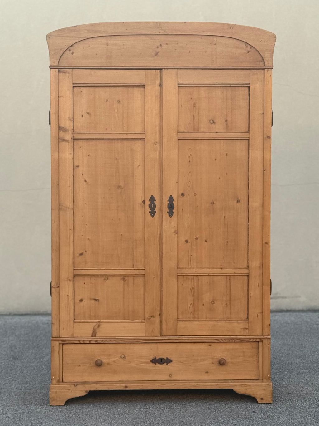 Antique Primitive Danish Pine Armoire | European Farmhouse Linen Cabinet | Scandinavian Pantry Cupboard | Rustic Wardrobe Storage