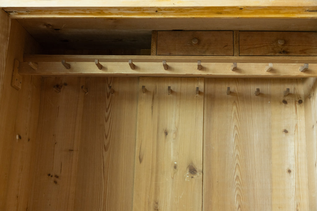 19th-Century Antique Pine Armoire | European Wardrobe Linen Cupboard