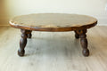Antique Primitive Round Coffee Table | 42” Rustic Farmhouse Low Table | Hand Hewn Wood Table