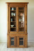 Antique Pine Glazed Display Cabinet | 19th Century Farmhouse Cupboard