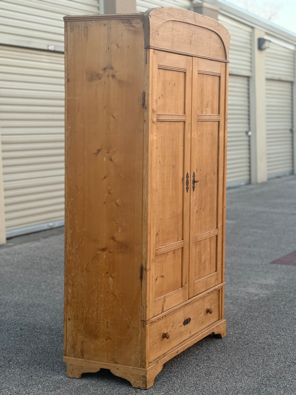 Antique Primitive Danish Pine Armoire | European Farmhouse Linen Cabinet | Scandinavian Pantry Cupboard | Rustic Wardrobe Storage