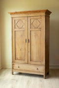 Antique English Pine Armoire, Primitive Linen Cupboard