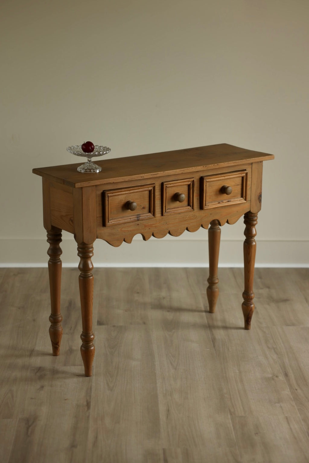 Vintage Pine Console Table with Three Drawers | Primitive Farmhouse Sofa Table | Rustic Entryway Table or Bedside Table