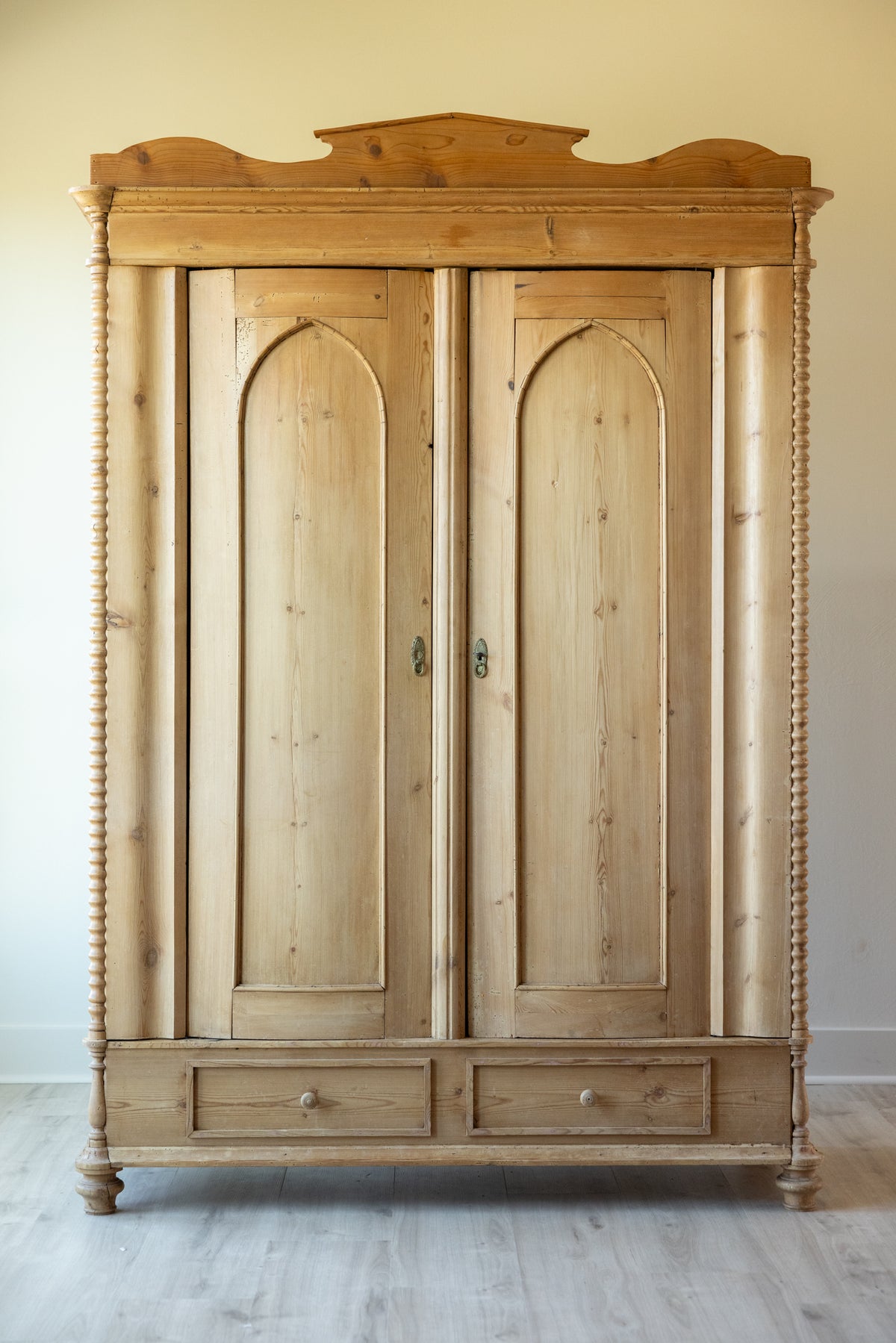 Monumental Antique Danish Pine Armoire | 18th/19th Century Scandinavian Wardrobe | European Pine Cabinet