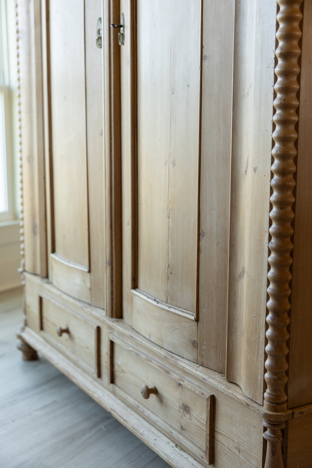 Monumental Antique Danish Pine Armoire | 18th/19th Century Scandinavian Wardrobe | European Pine Cabinet