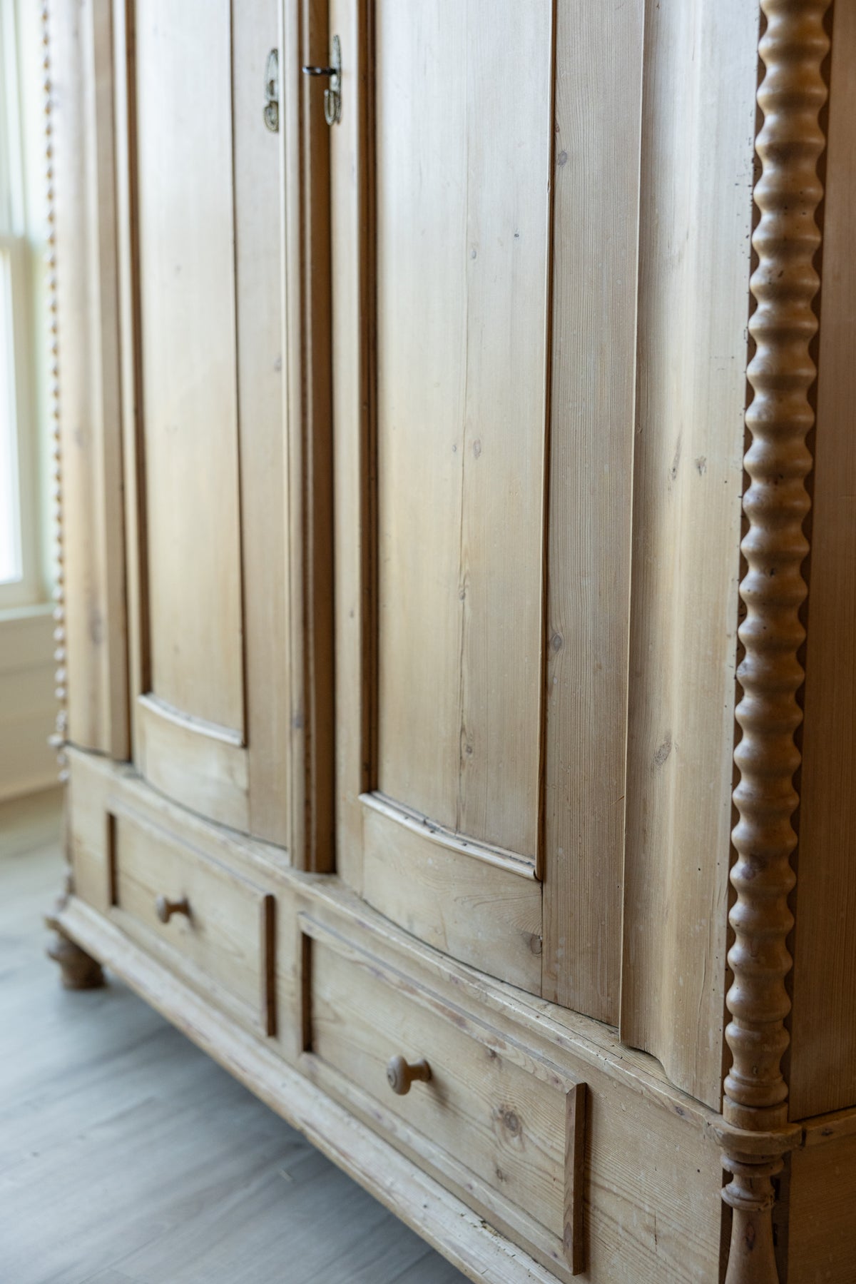 Monumental Antique Danish Pine Armoire | 18th/19th Century Scandinavian Wardrobe | European Pine Cabinet