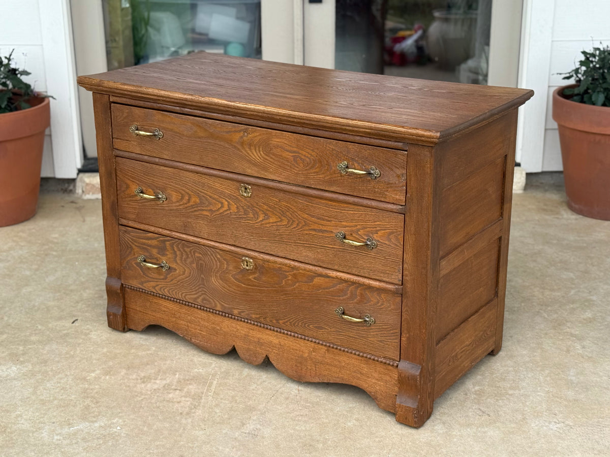 Antique Primitive Chest / Three Drawer Dresser / European Farmhouse Storage / Statement Entry Console