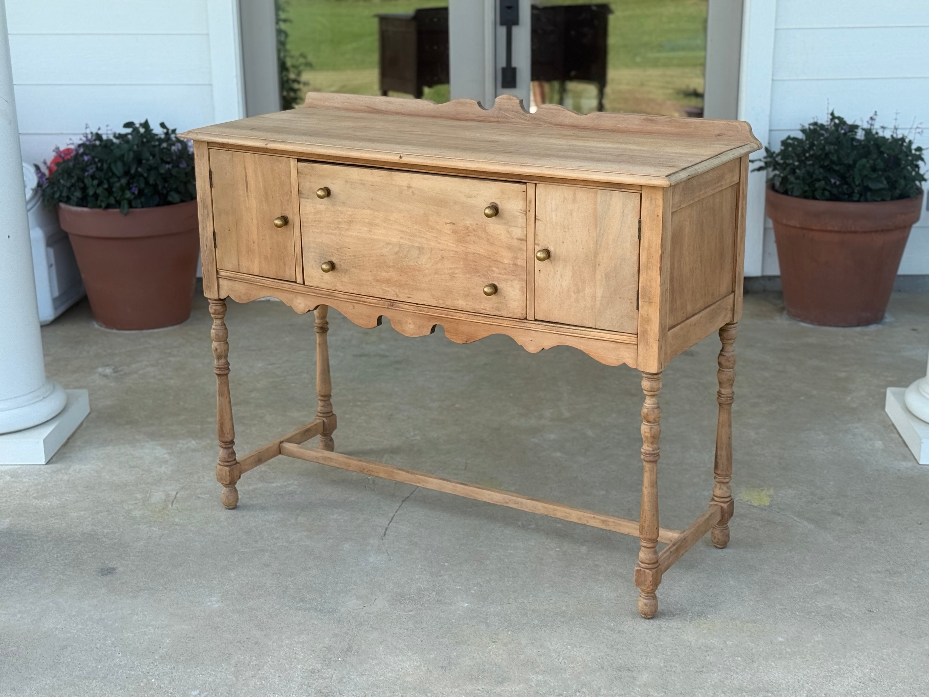 Antique Farmhouse Sideboard Console | Primitive Kitchen Server | European Entry Table