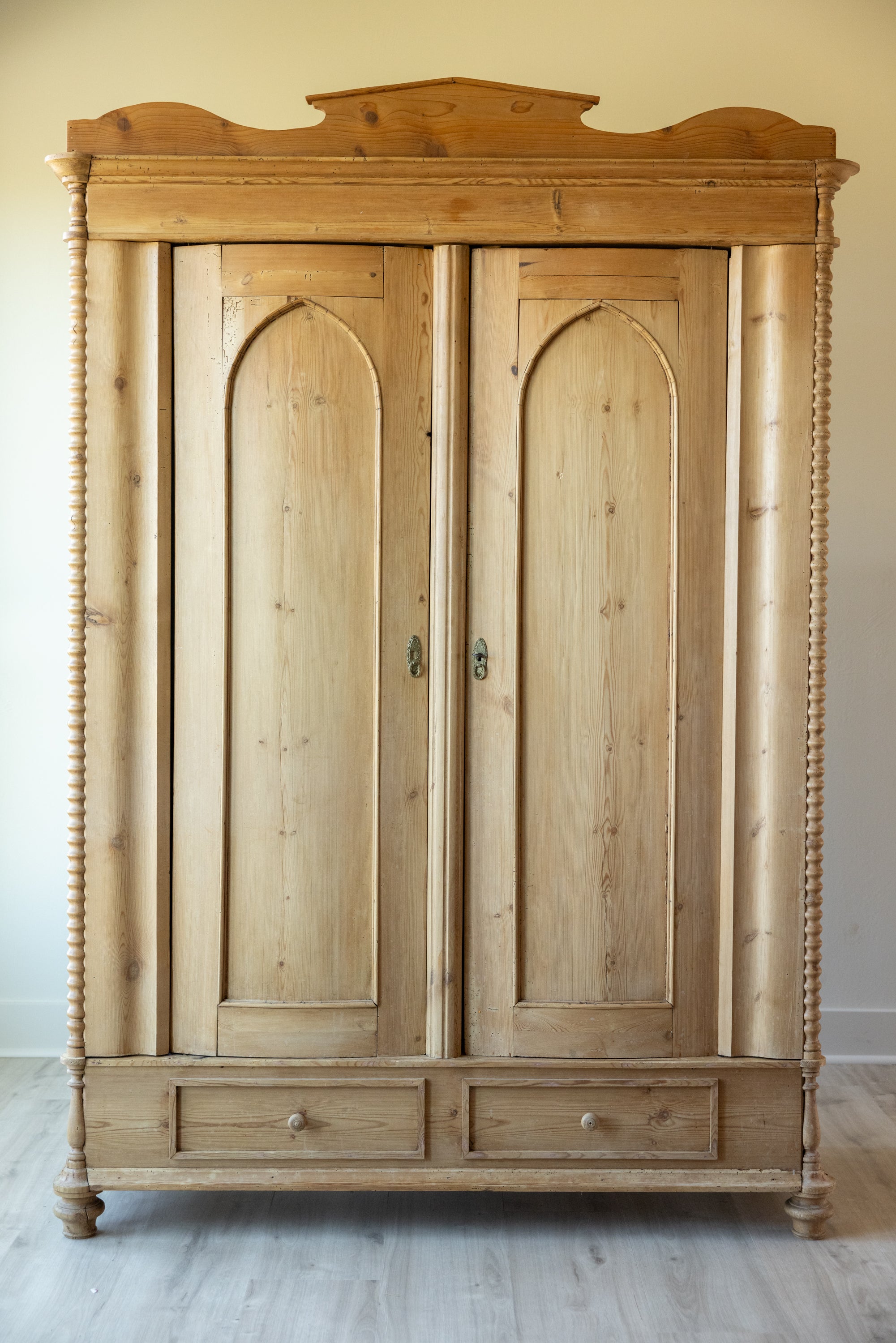 Monumental Antique Danish Pine Armoire | 18th/19th Century Scandinavian Wardrobe | European Pine Cabinet