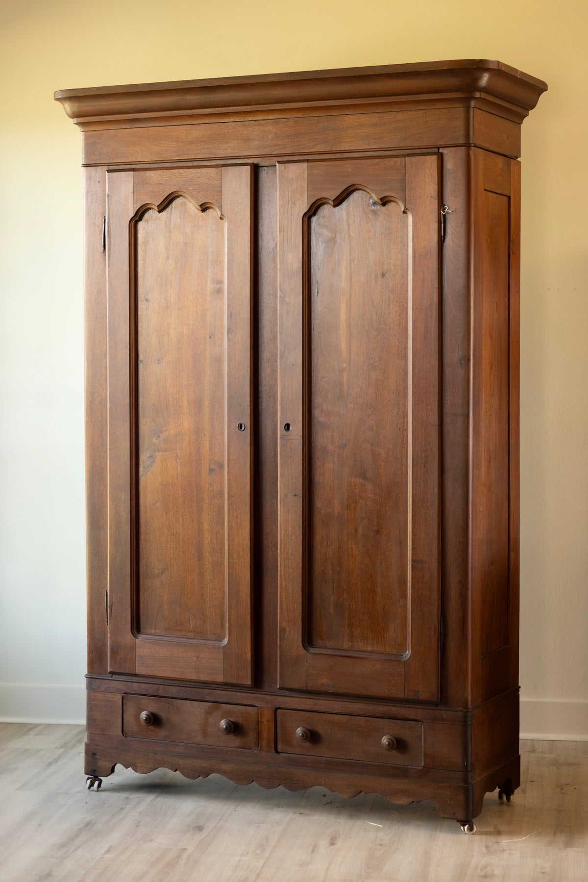 Antique American Walnut Knock-Down Wardrobe | 19th Century Armoire