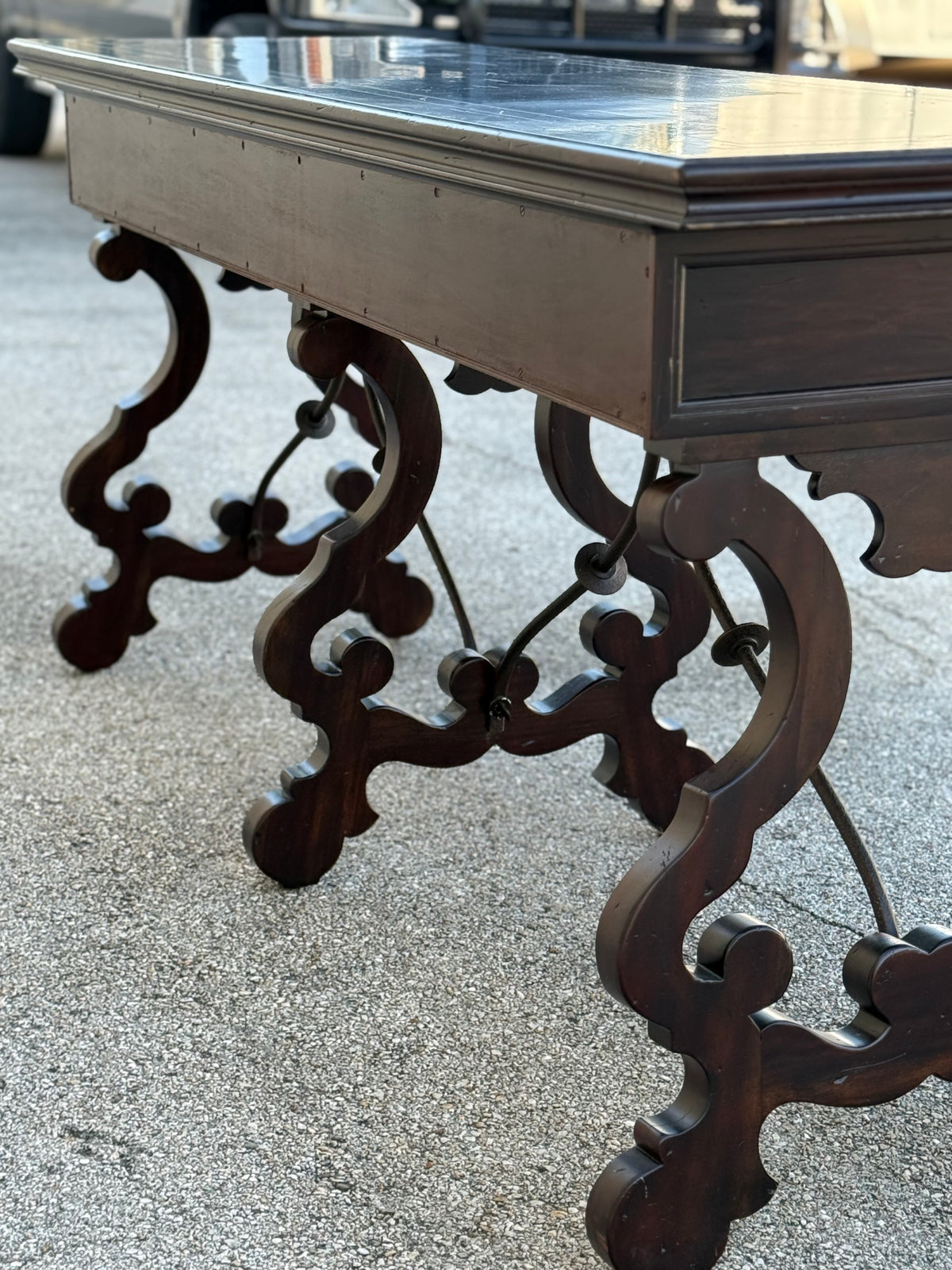 Vintage Italian Lyre Base Console Table | Theodore Alexander Sardinia Collection