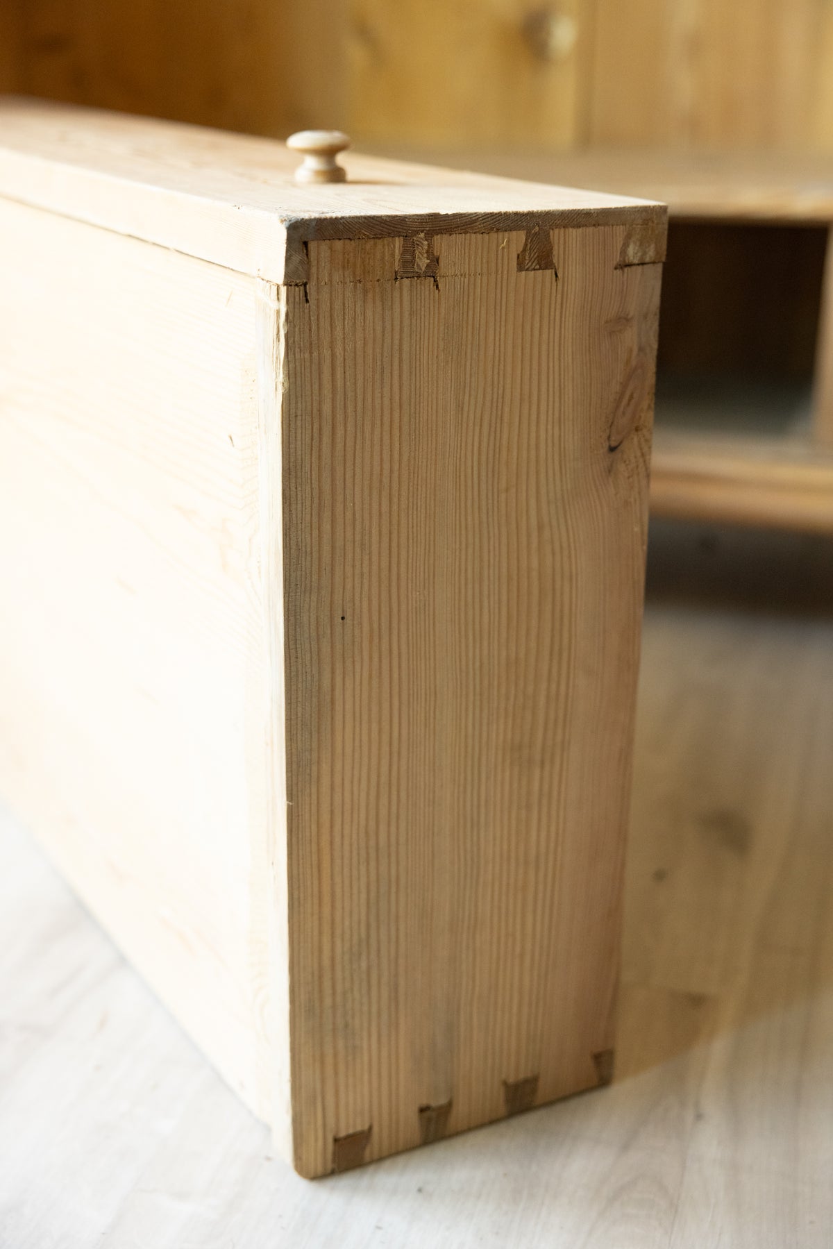 19th-Century Antique Pine Armoire | European Wardrobe Linen Cupboard