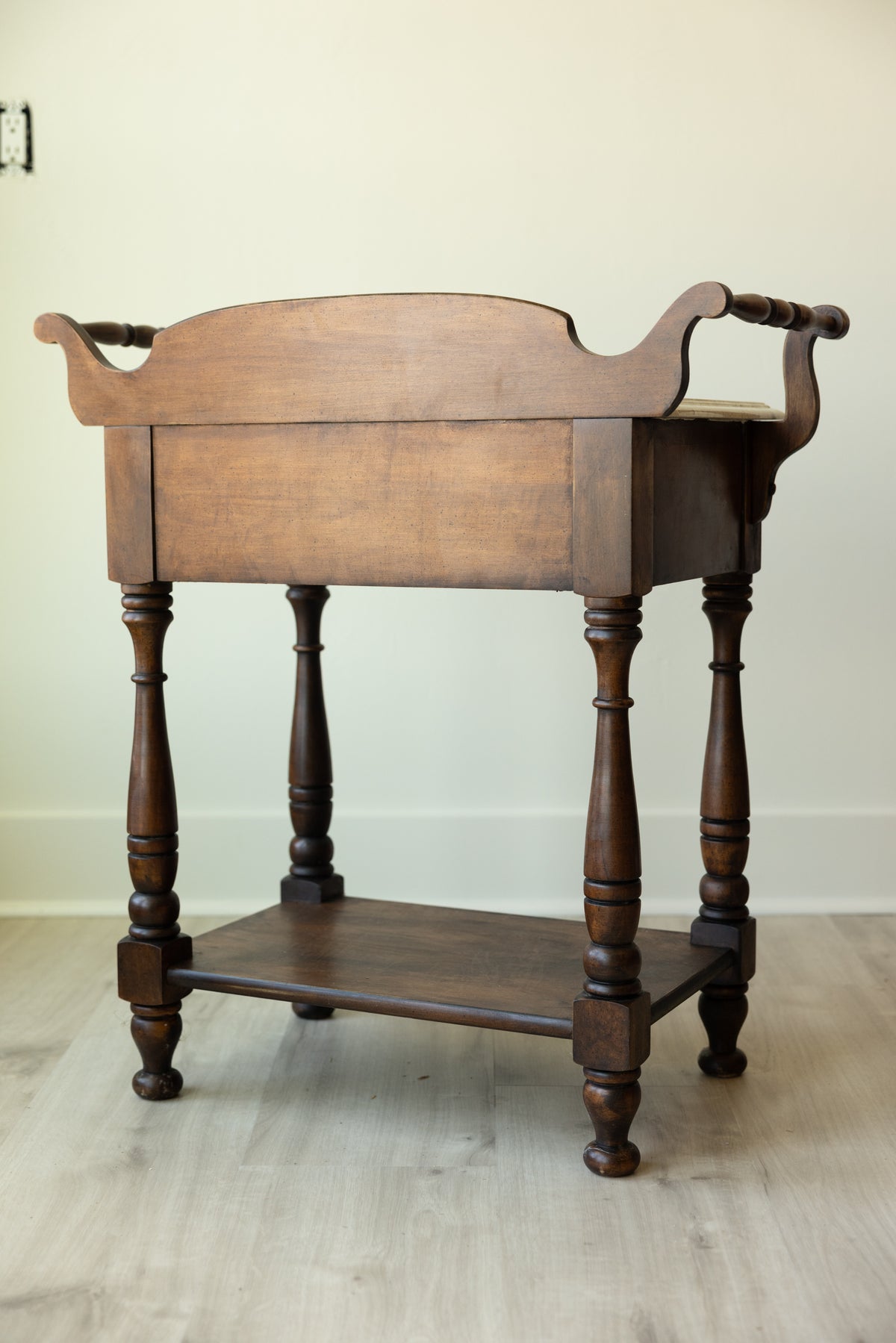 Antique Marble Top Washstand | Petite Victorian Side Table | European Farmhouse Bedside Table | Turned Leg Server