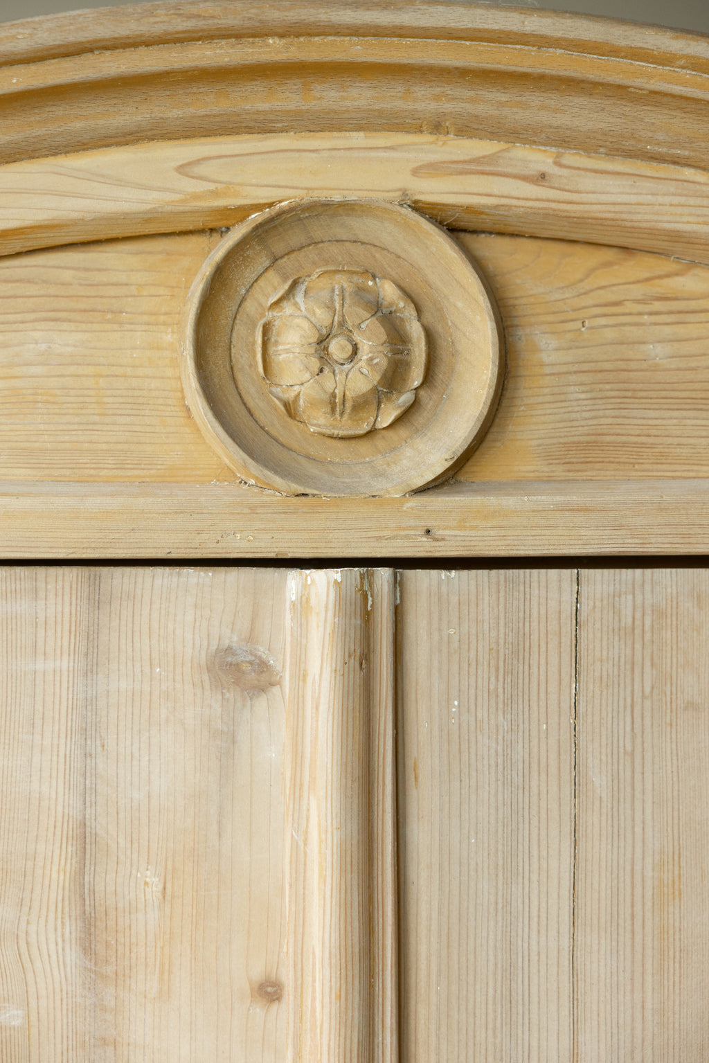 19th-Century Antique Pine Armoire | European Wardrobe Linen Cupboard