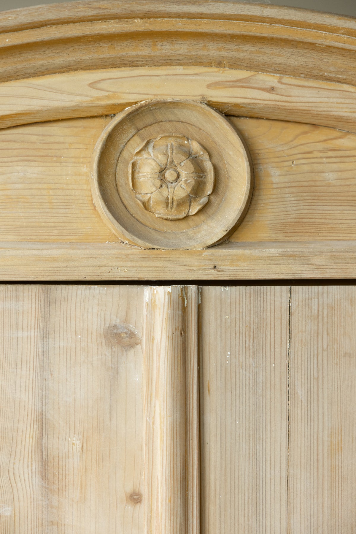 19th-Century Antique Pine Armoire | European Wardrobe Linen Cupboard