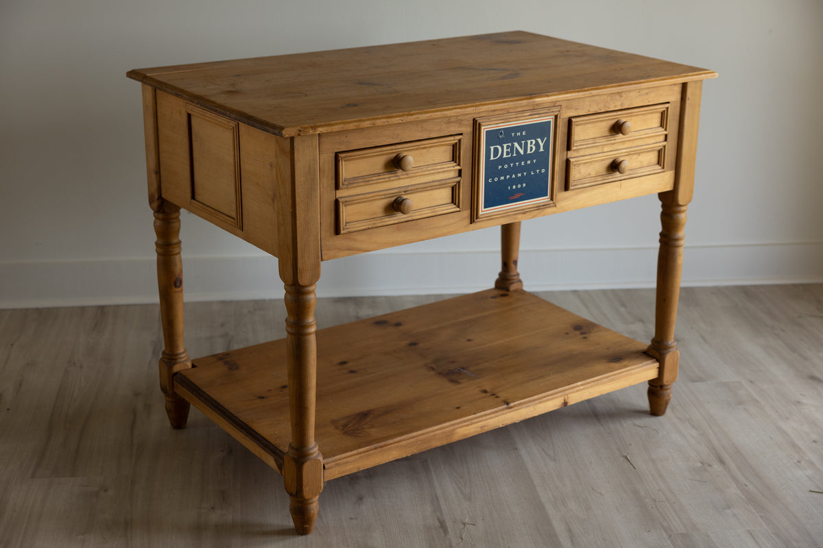 Vintage English Pine Denby Pottery Work Table | Shop Counter | Kitchen Island