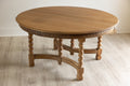 Antique Round Oak Dining Table | 54” Barley Twist Dining Table | Carved European Farmhouse Table