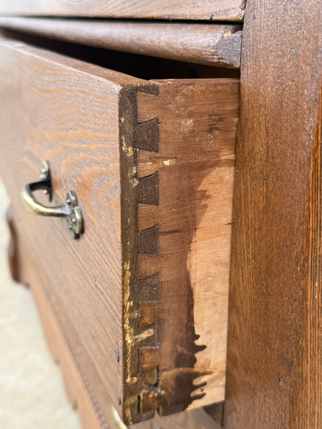 Antique Primitive Chest / Three Drawer Dresser / European Farmhouse Storage / Statement Entry Console