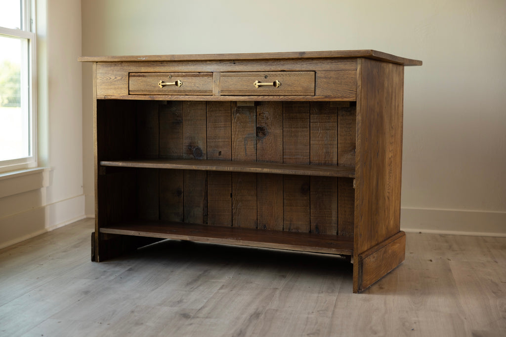 Antique Pub Bar Cabinet | New York Irish Pub | Wood Kitchen Island with Drawers & Shelving