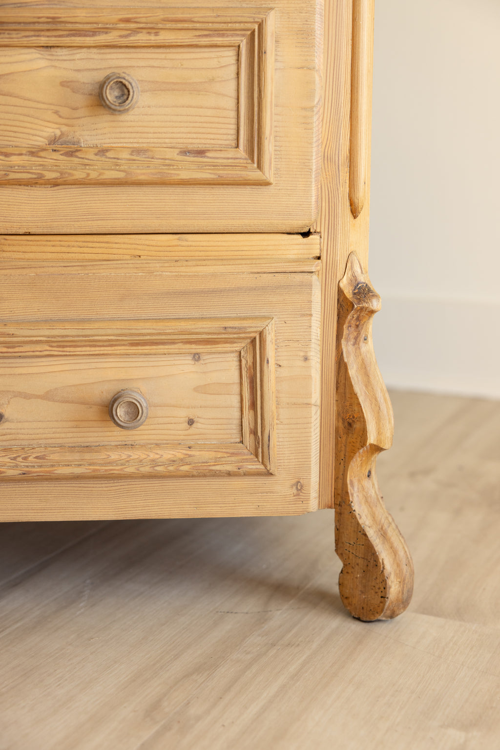 Antique European Pine Chest of Drawers | 19th Century Dresser | Raw Pine Four Drawer Chest | European Farmhouse Furniture