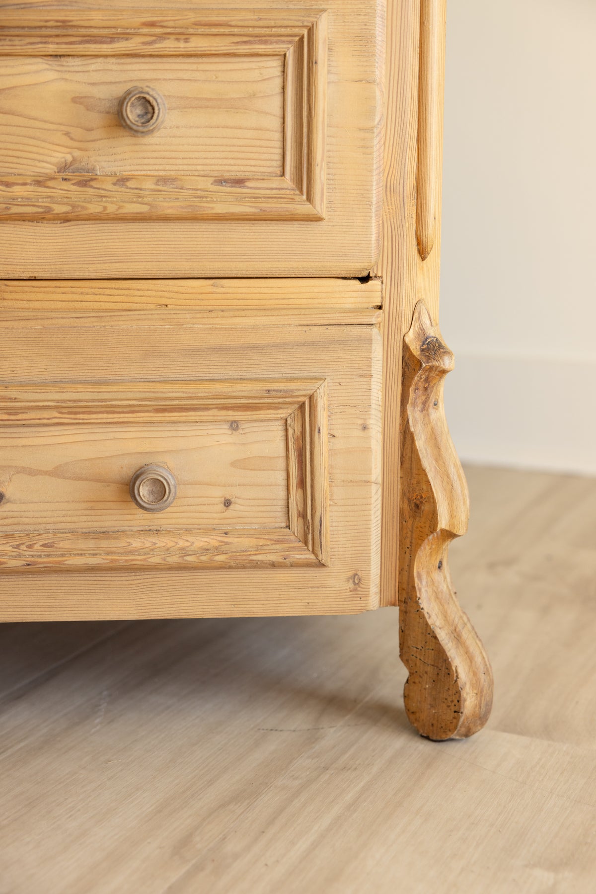 Antique European Pine Chest of Drawers | 19th Century Dresser | Raw Pine Four Drawer Chest | European Farmhouse Furniture