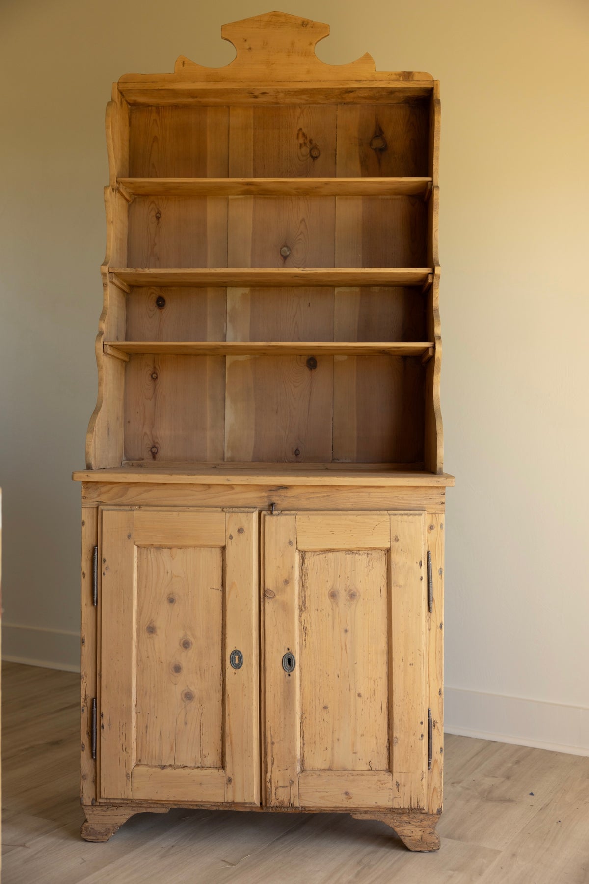 Antique Pine Welsh Dresser | 19th Century Pine Hutch | European Farmhouse Cupboard | Primitive Pine Plate Rack